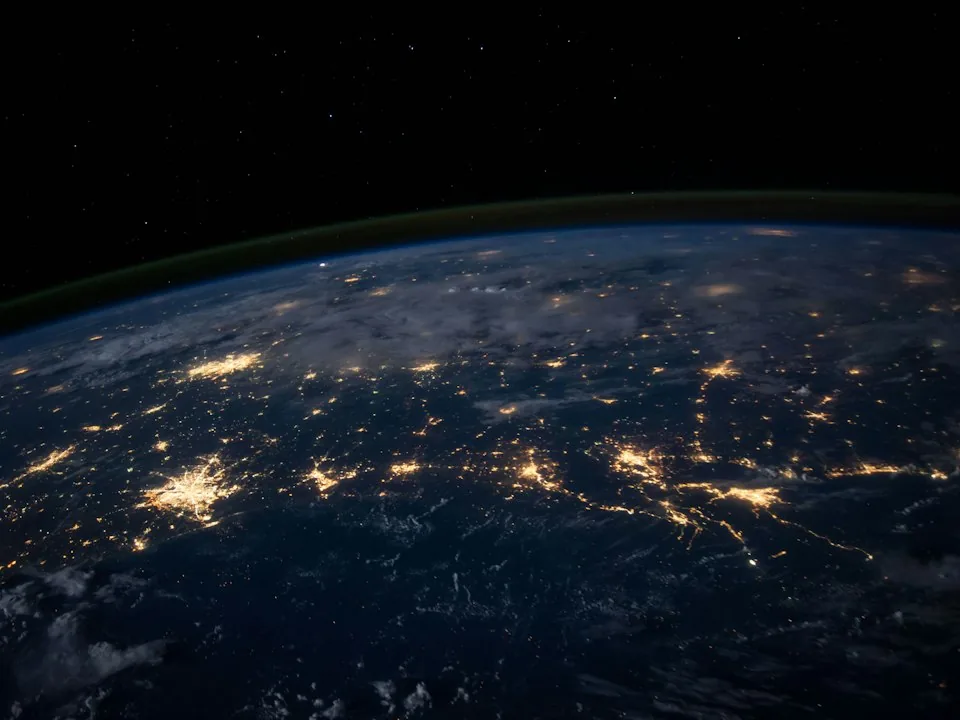 The Earth at night, connected by city lights